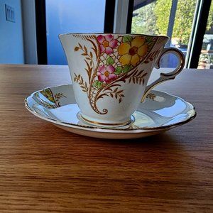 Colclough Royal Bone China Vintage Handpainted Teacup and Saucer